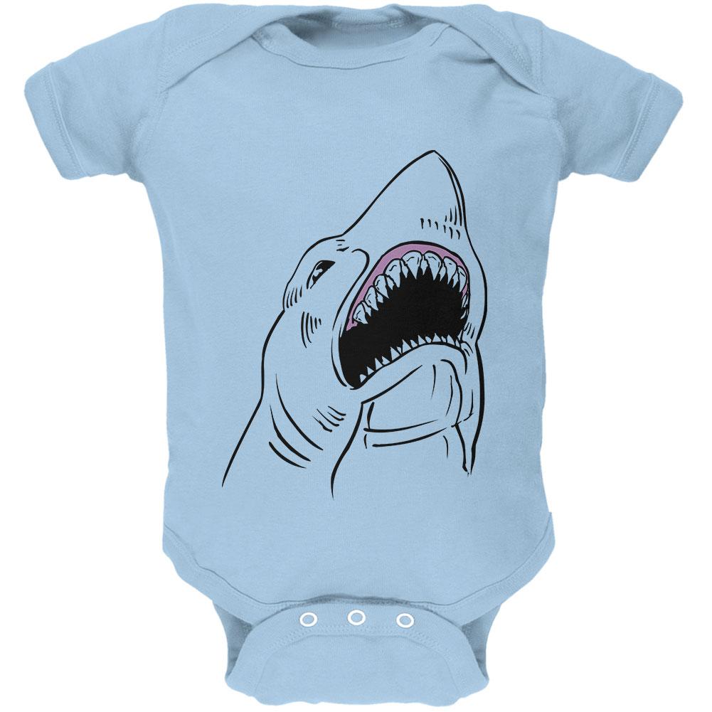 Peeking Shark Soft Baby One Piece Baby One Piece Old Glory 0-3M Light Blue 