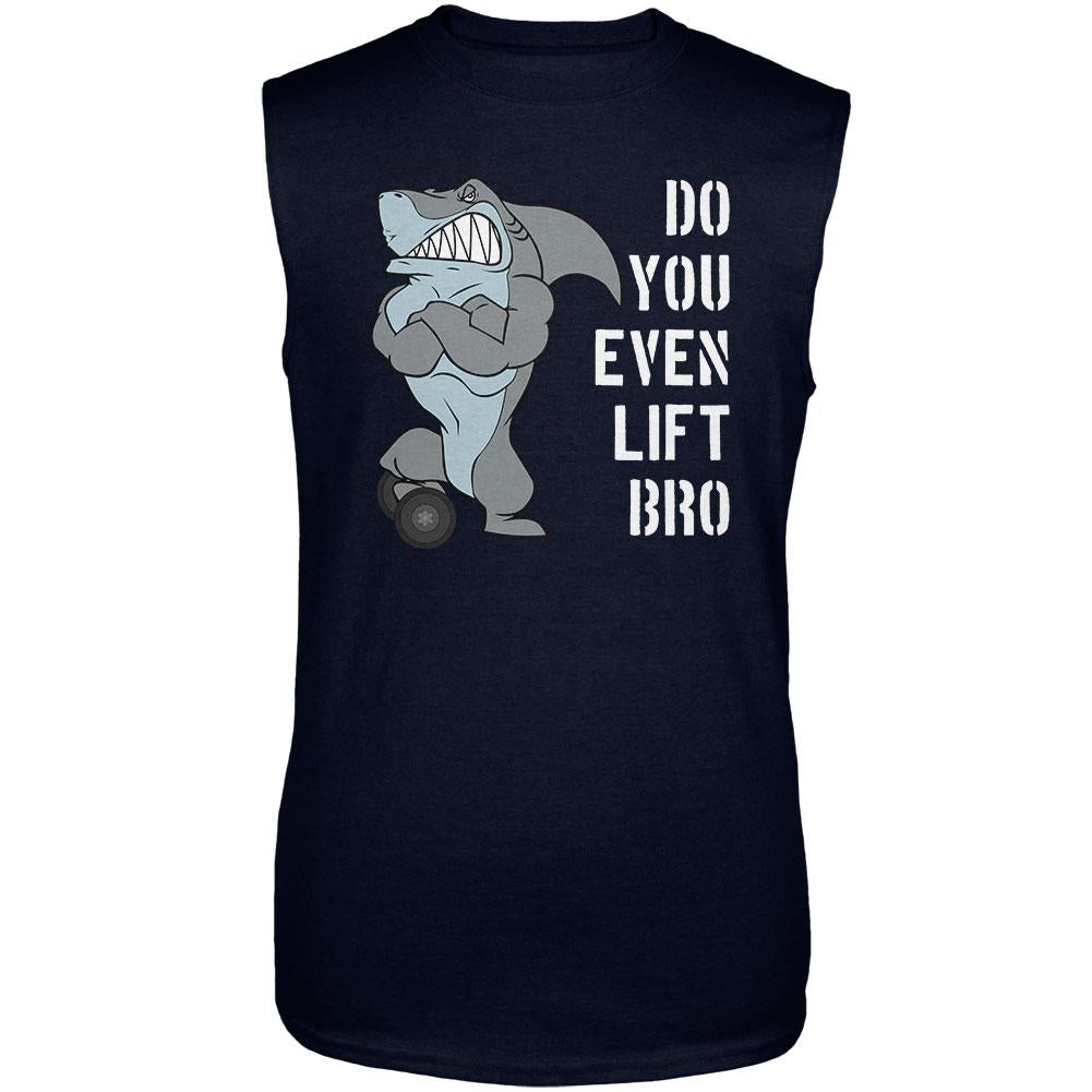 Muscular Shark Do You Even Lift Bro Workout Gym Rat Mens Sleeveless Shirt Men's T-Shirts Old Glory 2XL Navy 