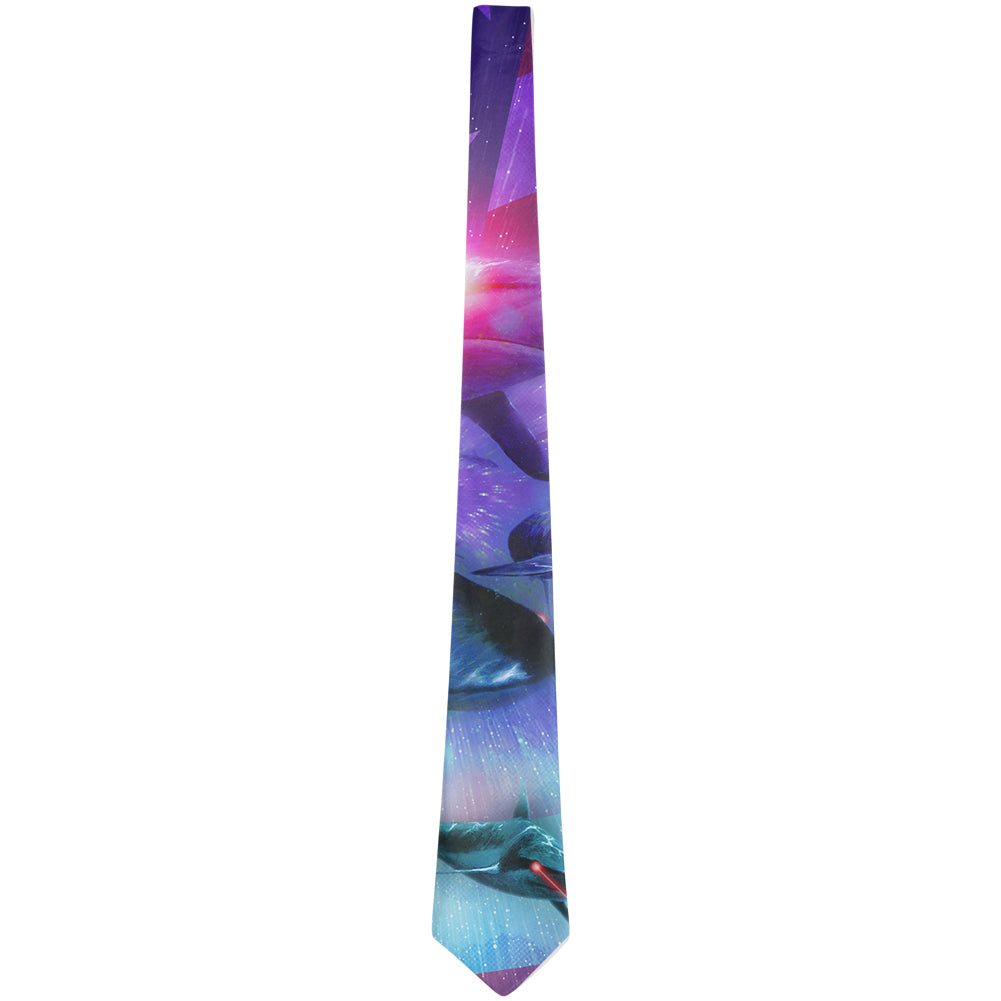 July 4th Patriotic American Galaxy Laser Sharks All Over Neck Tie Men's Neck Ties 4th of July OS Multicolor 