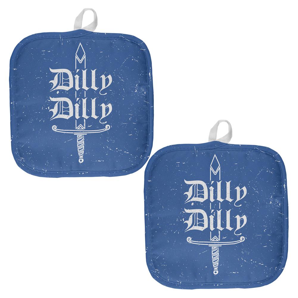 Dilly Dilly Sword Olde English Blue All Over Pot Holder (Set of 2) Pot Holders Old Glory OS Multi 