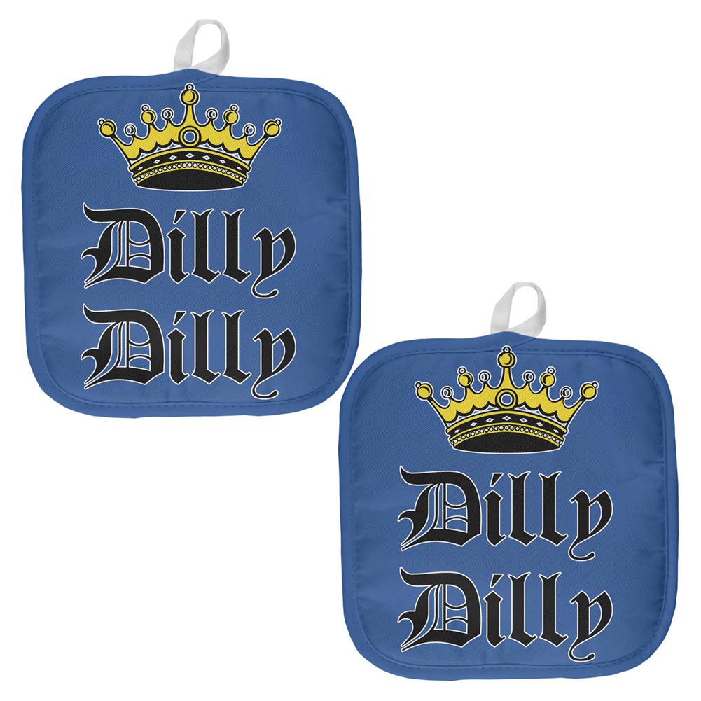 Dilly Dilly Crown Olde English Blue All Over Pot Holder (Set of 2) Pot Holders Old Glory OS Multi 