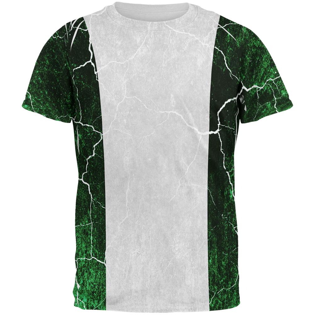 Distressed Grunge Flag of Nigeria All Over Mens T Shirt Men's T-Shirts Old Glory 2XL Multi 