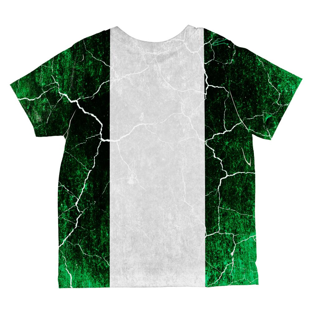 Distressed Grunge Flag of Nigeria All Over Toddler T Shirt Toddler T-Shirts Old Glory   