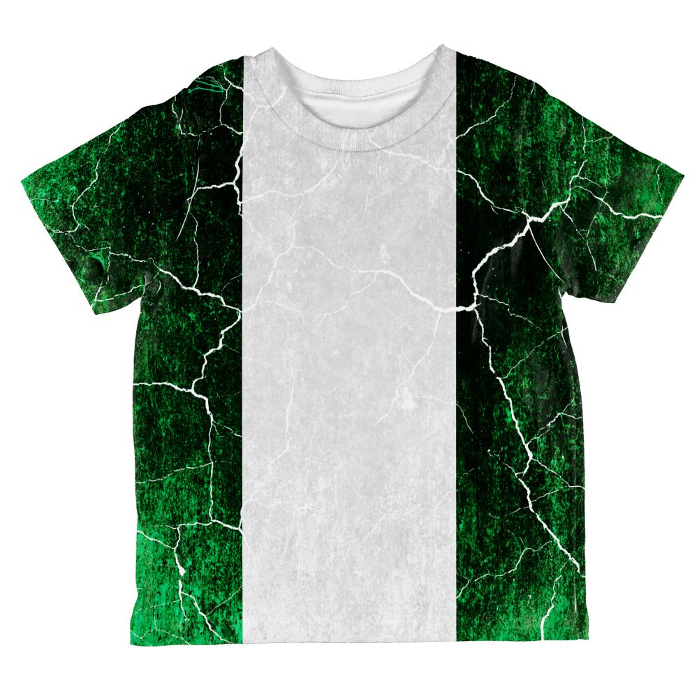 Distressed Grunge Flag of Nigeria All Over Toddler T Shirt Toddler T-Shirts Old Glory 2T Multi 