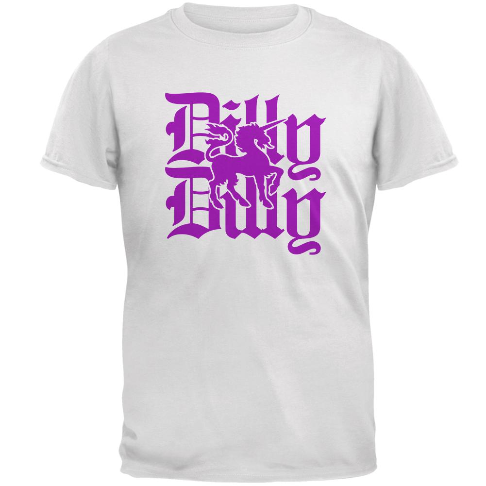 Olde English Dilly Dilly Royal Unicorn Mens T Shirt Men's T-Shirts Old Glory 2XL White 