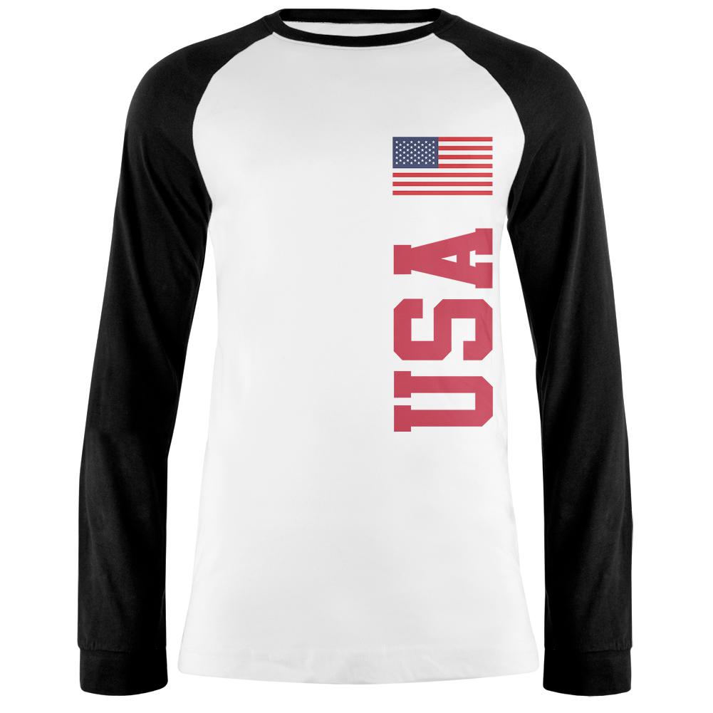 World Cup USA Mens Long Sleeve Raglan T Shirt Men's Long Sleeves Old Glory 2XL White 