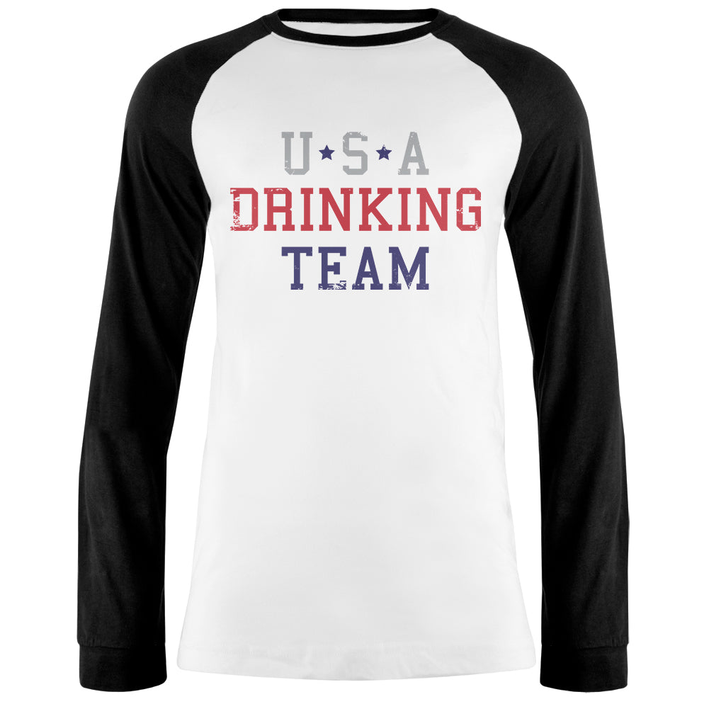 4th of July USA Drinking Team Mens Long Sleeve Raglan T Shirt Men's Long Sleeves 4th of July   