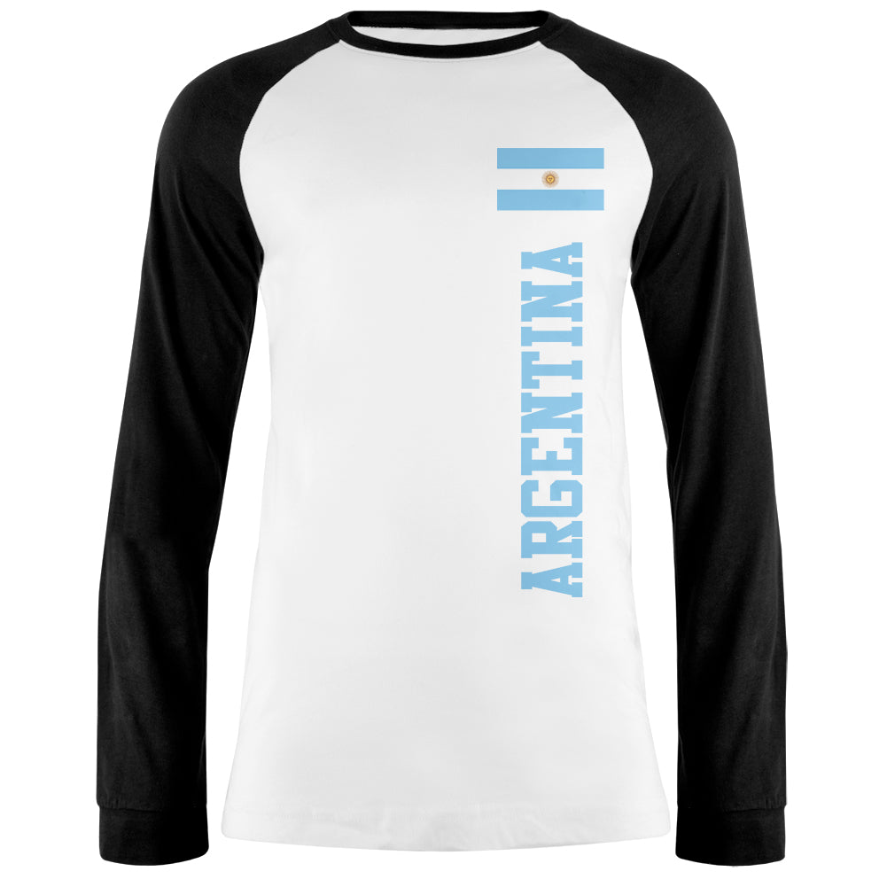 World Cup Argentina Mens Long Sleeve Raglan T Shirt Men's Long Sleeves global 2XL White-Black 