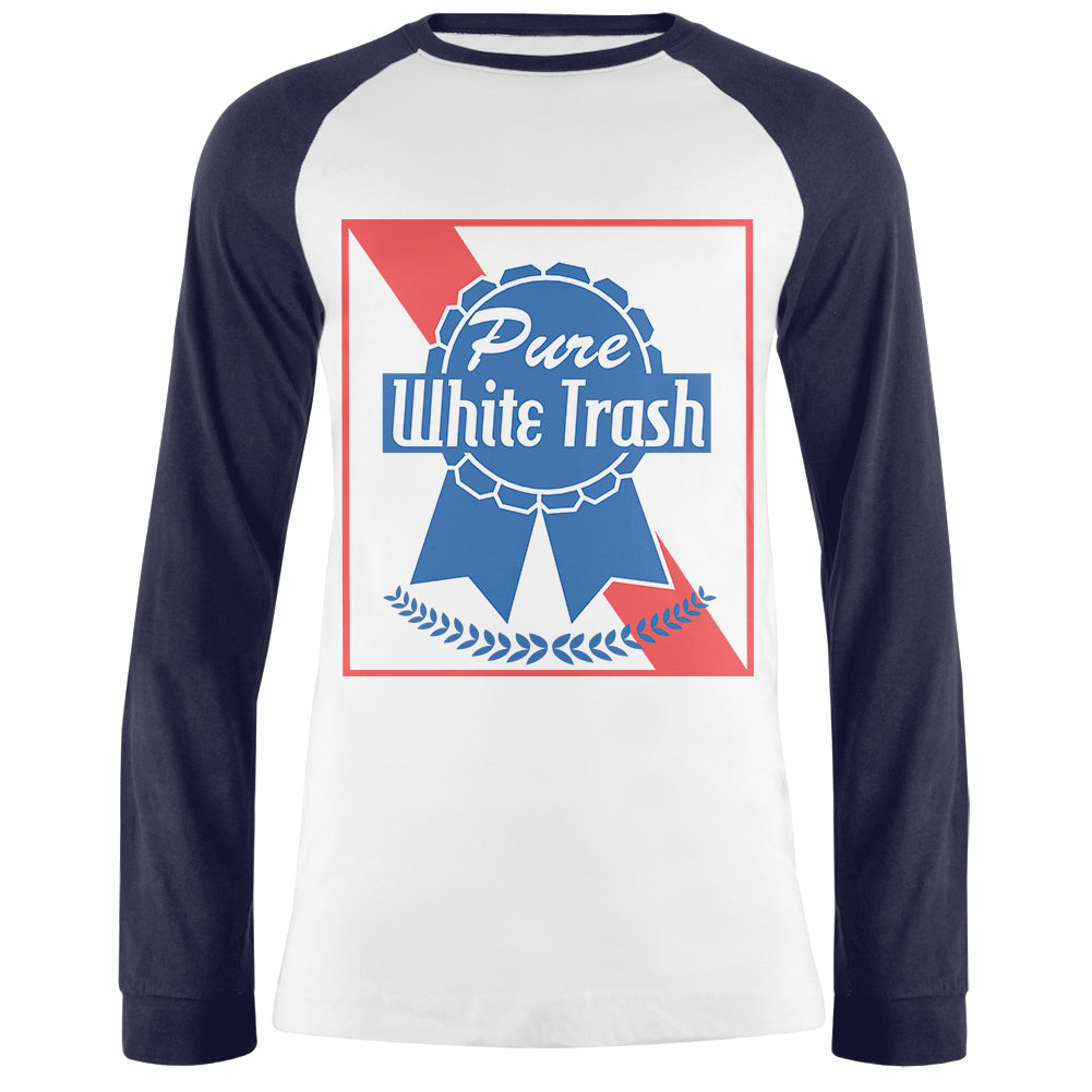 Pure White Trash Mens Long Sleeve Raglan T Shirt Men's Long Sleeves global 2XL White-Navy 