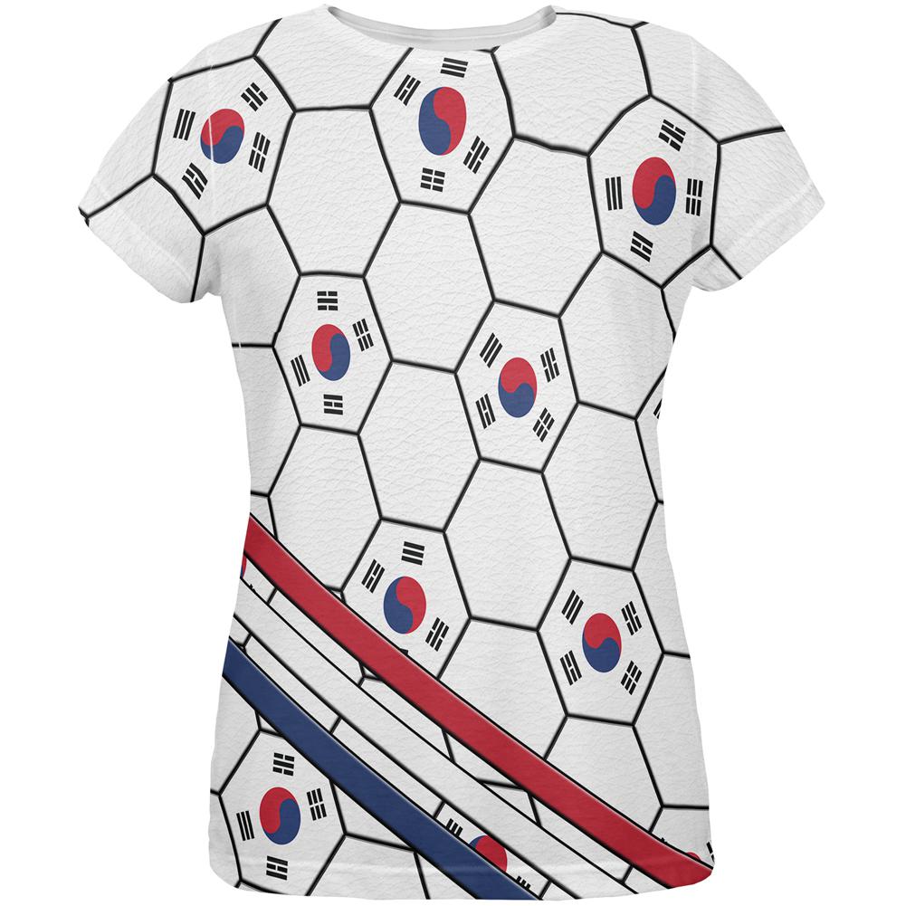 World Cup South Korea Soccer Ball All Over Womens T Shirt Women's T-Shirts Old Glory 2XL Multi 