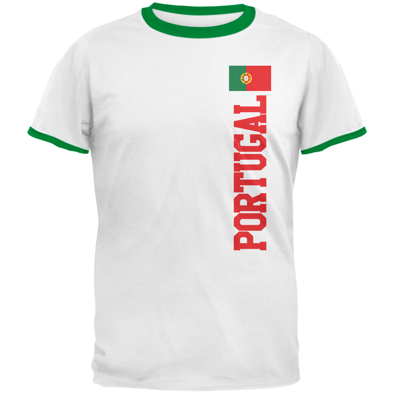 World Cup Portugal Mens Ringer T Shirt Men's T-Shirts Old Glory 2XL White-Kelly 