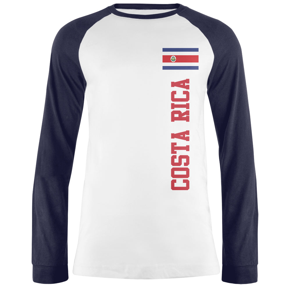 World Cup Costa Rica Mens Long Sleeve Raglan T Shirt Men's Long Sleeves Old Glory 2XL White-Navy 