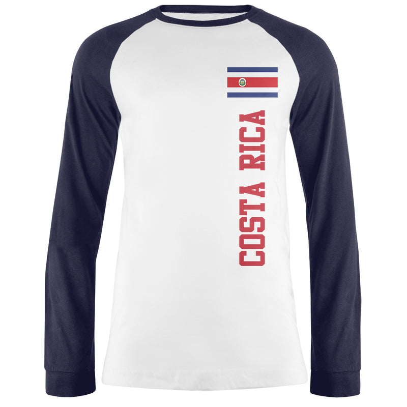 World Cup Costa Rica Mens Long Sleeve Raglan T Shirt Men's Long Sleeves Old Glory 2XL White-Navy 