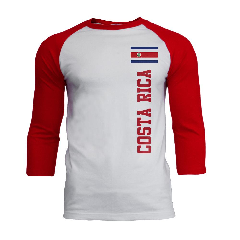 World Cup Costa Rica Mens Soft Raglan T Shirt Men's T-Shirts Old Glory 2XL White-Red 