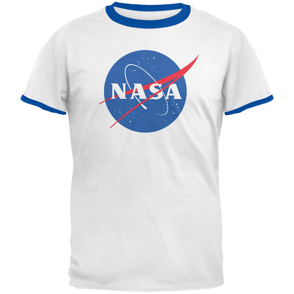 NASA Logo Mens Ringer T Shirt Men's T-Shirts Old Glory 2XL White-Royal 