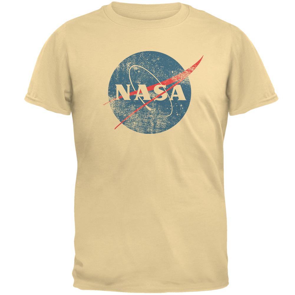 NASA Distressed Logo Mens T Shirt Men's T-Shirts NASA 2XL Yellow 