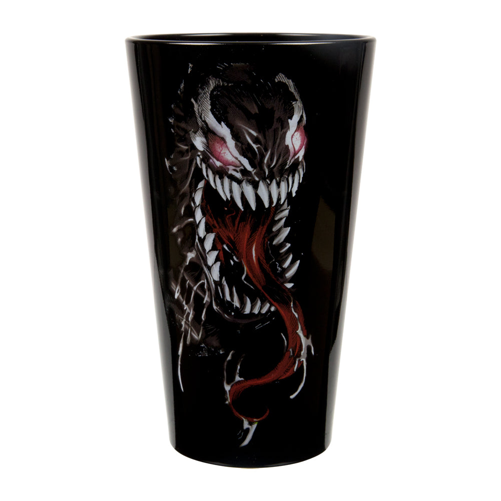 Spider-Man - Venom Head and Tongue Pint Glass Pint Glasses Spider-Man OS Black 