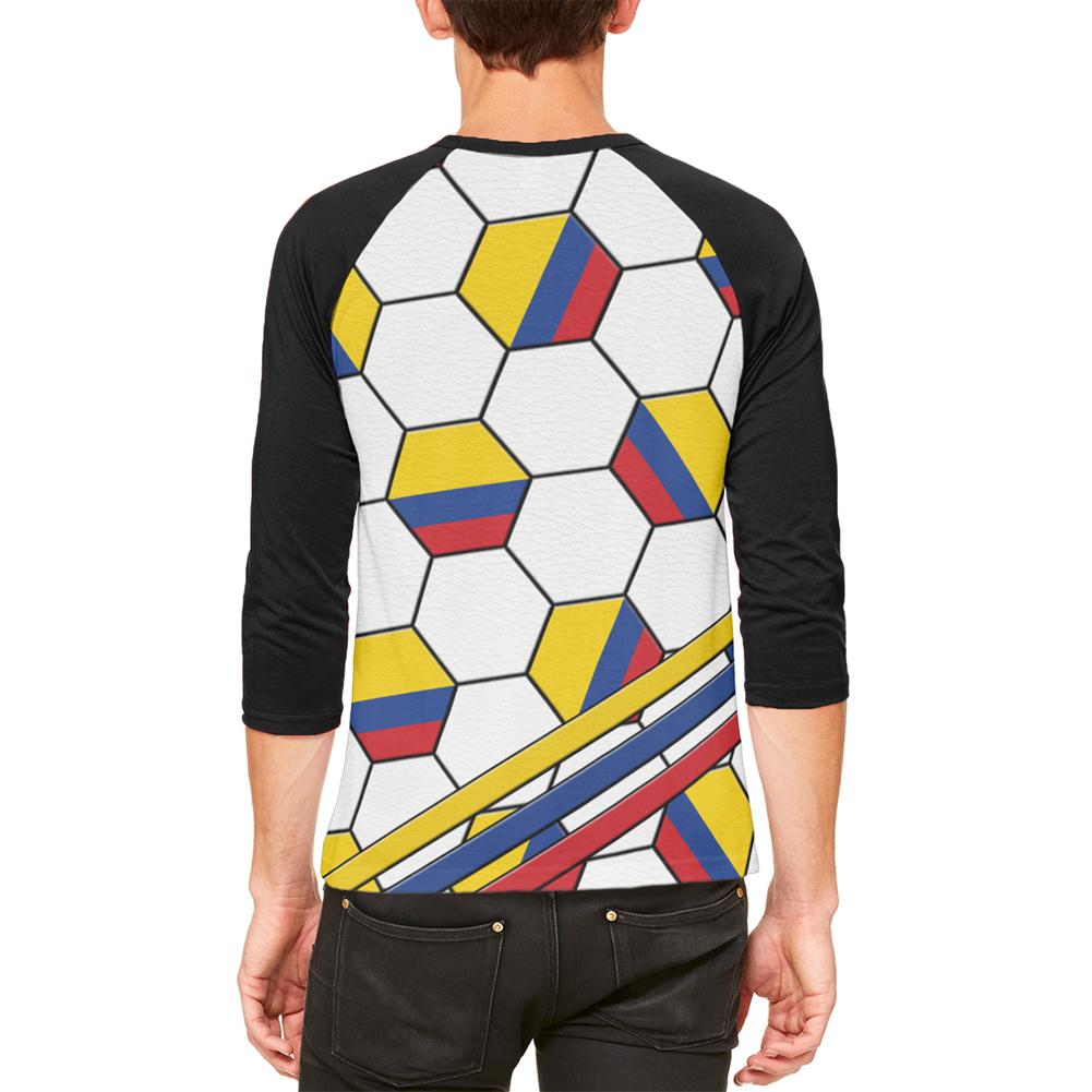 World Cup Colombia Soccer Ball Mens Raglan T Shirt Men's T-Shirts Old Glory   