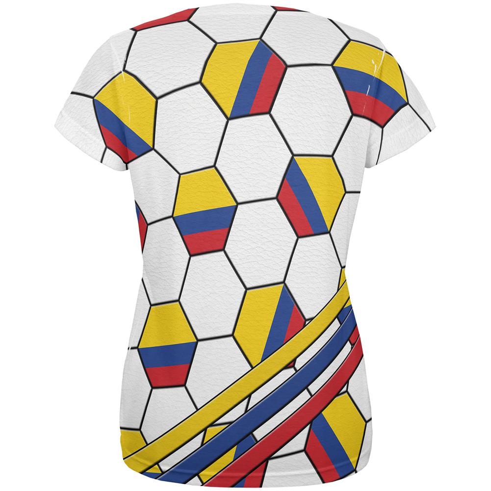 World Cup Colombia Soccer Ball All Over Womens T Shirt Women's T-Shirts Old Glory   