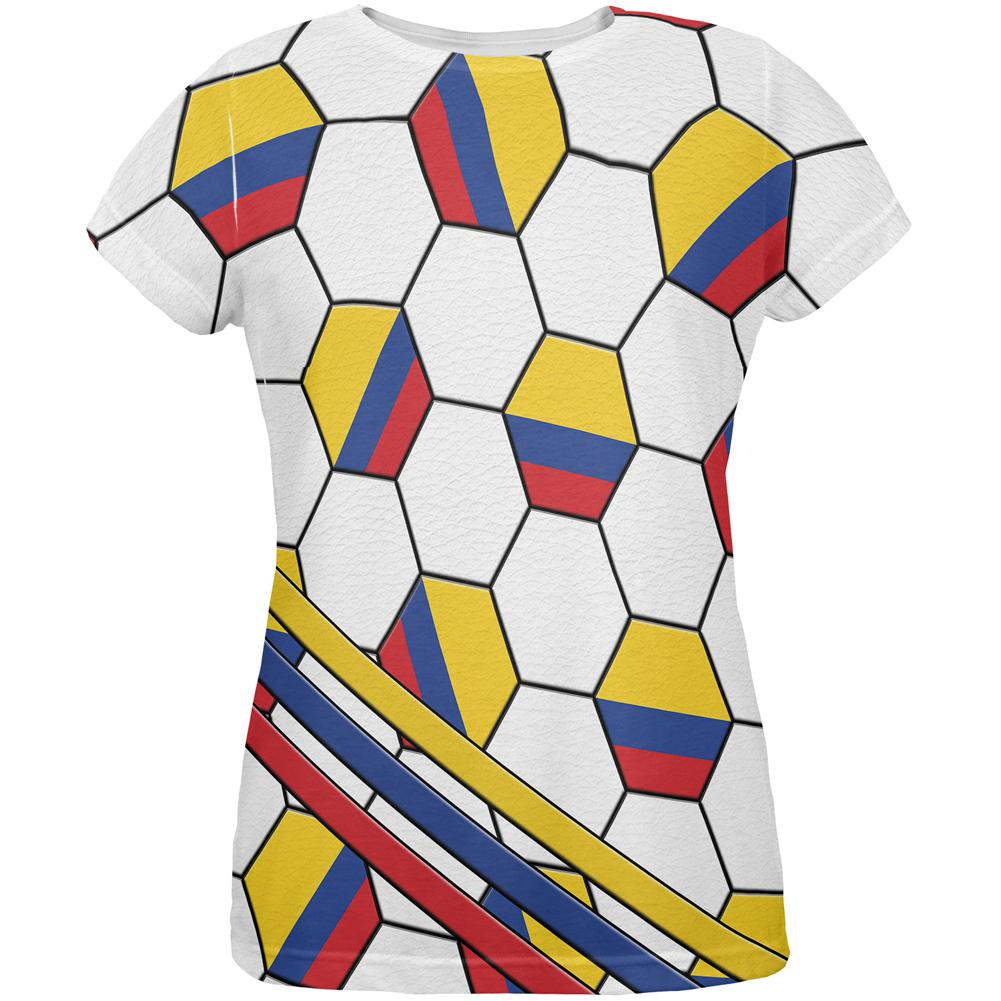 World Cup Colombia Soccer Ball All Over Womens T Shirt Women's T-Shirts Old Glory 2XL Multi 