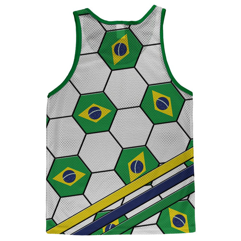 World Cup Brazil Soccer Ball Adult Mesh Jersey Men's Tank Tops Old Glory   