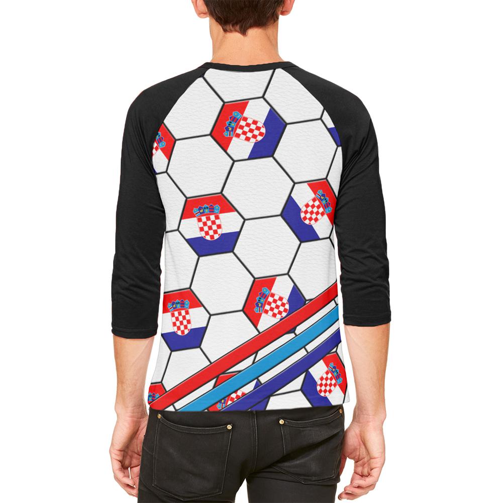 World Cup Croatia Soccer Ball Mens Raglan T Shirt Men's T-Shirts Old Glory   