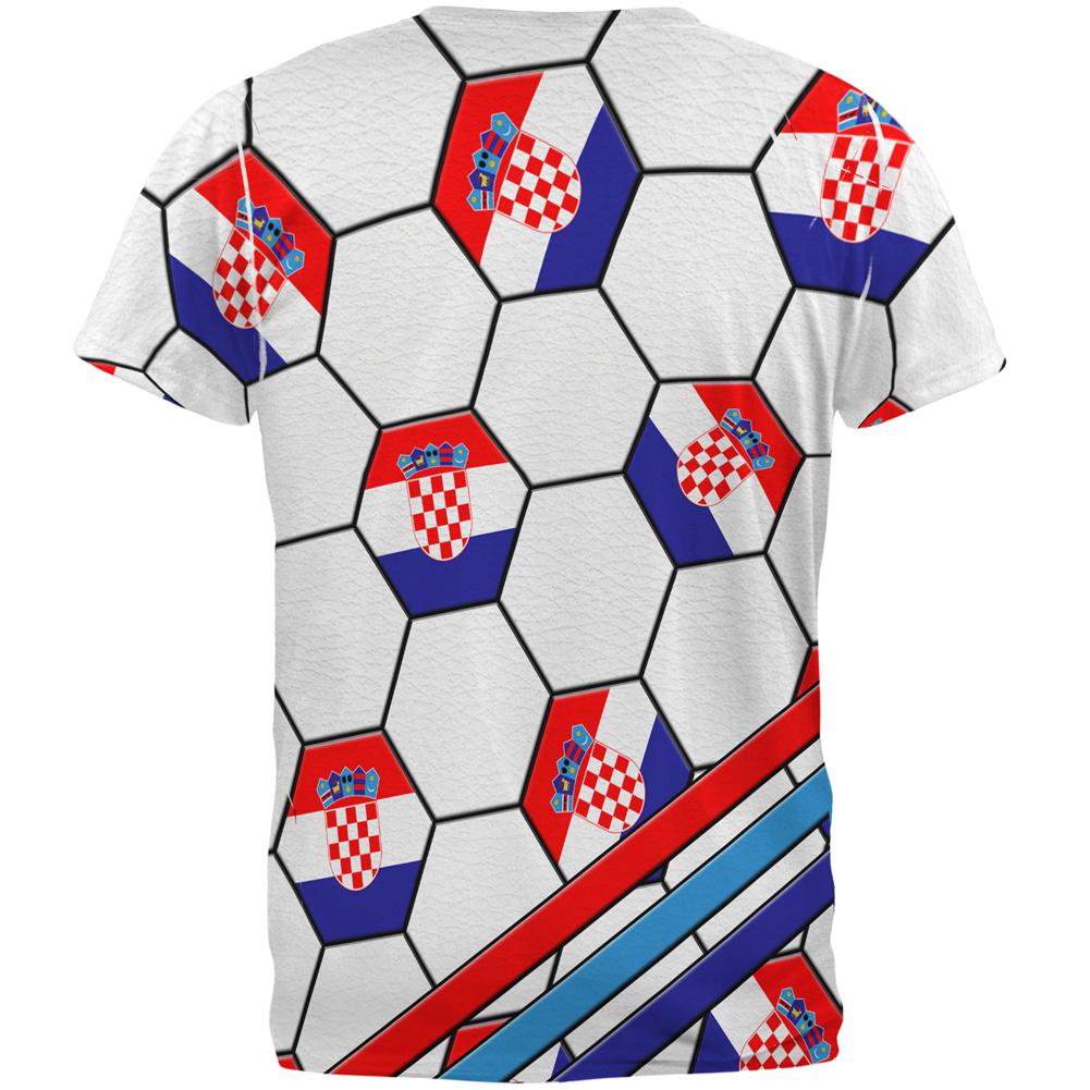 World Cup Croatia Soccer Ball All Over Mens T Shirt Men's T-Shirts Old Glory   