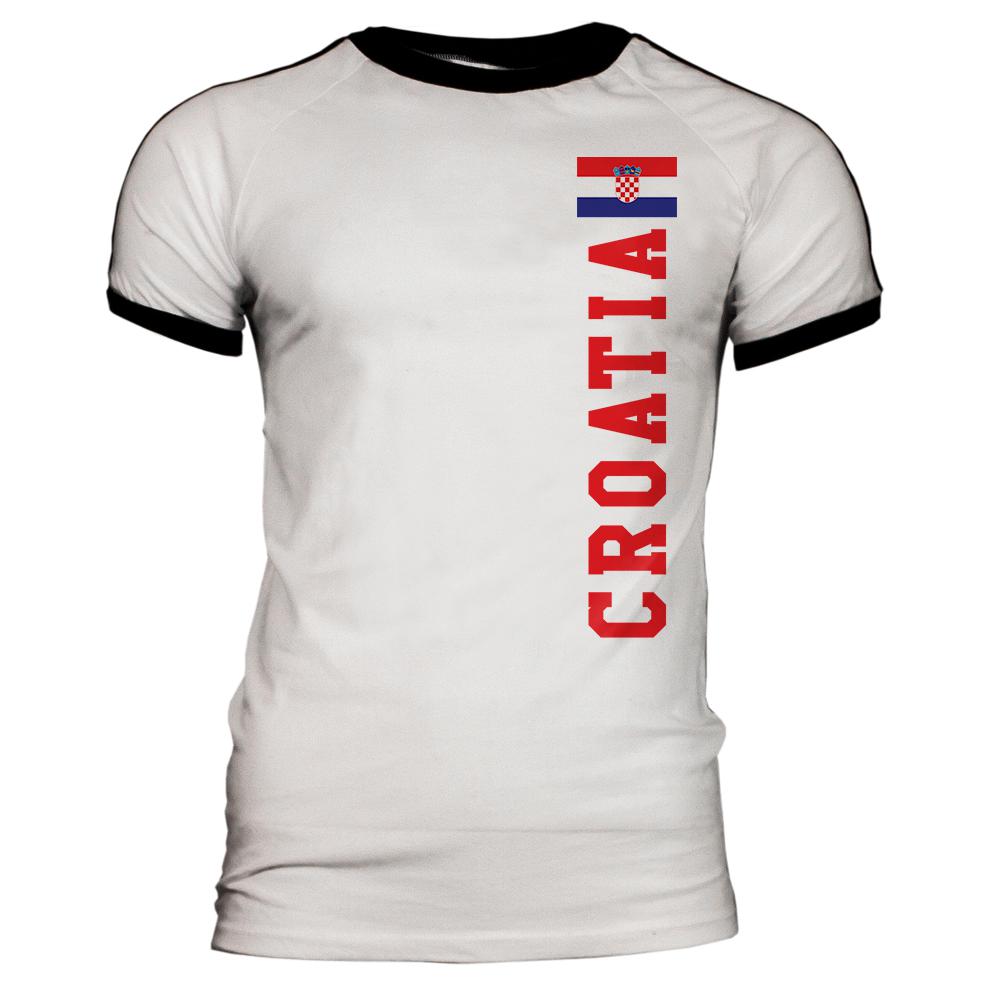 World Cup Croatia Mens Soccer Jersey T-Shirt Men's Soccer Jerseys Old Glory 2XL White-Black 