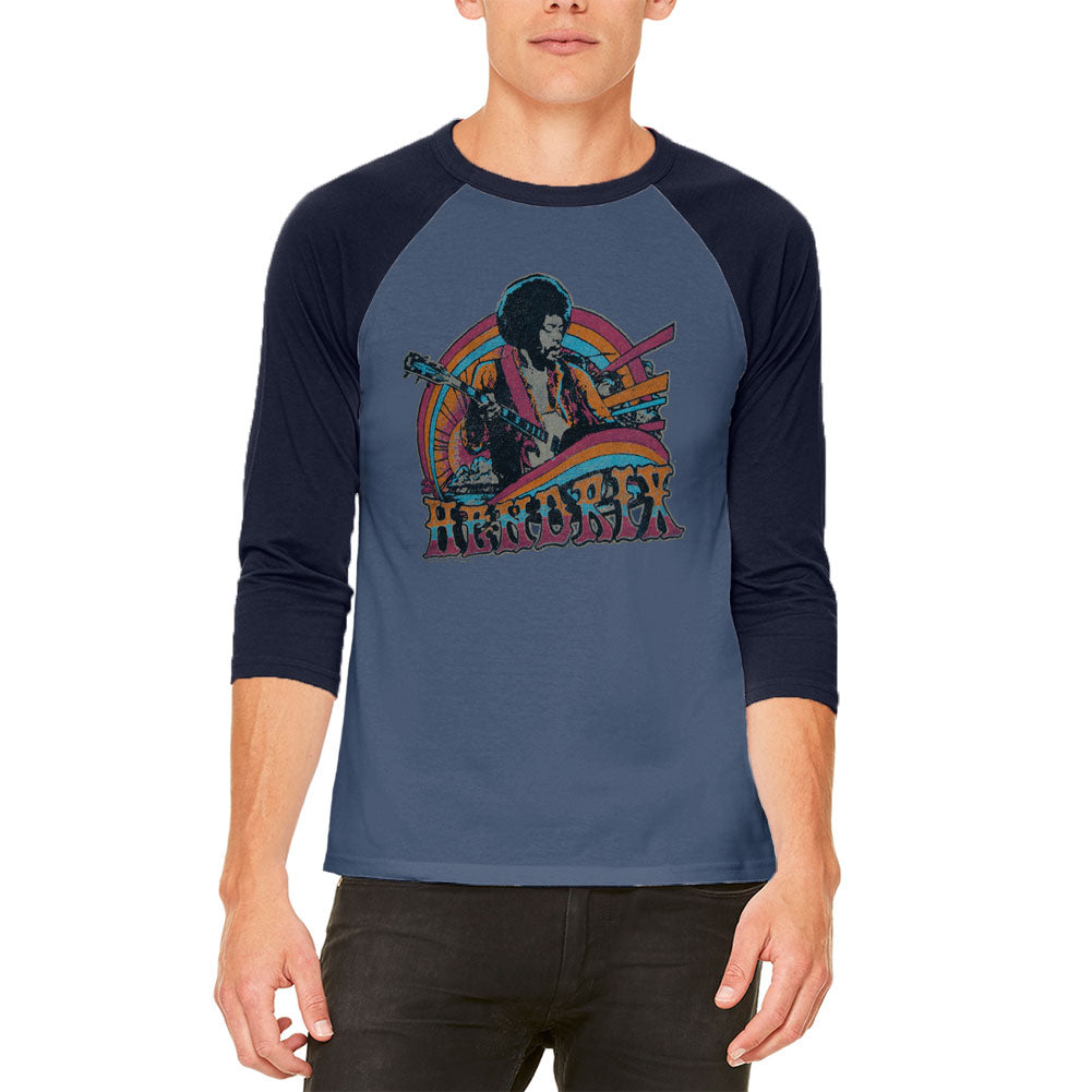 Jimi Hendrix - Distressed Guitar Ladies Raglan T Shirt Women's Raglan Jimi Hendrix 2XL Blue 