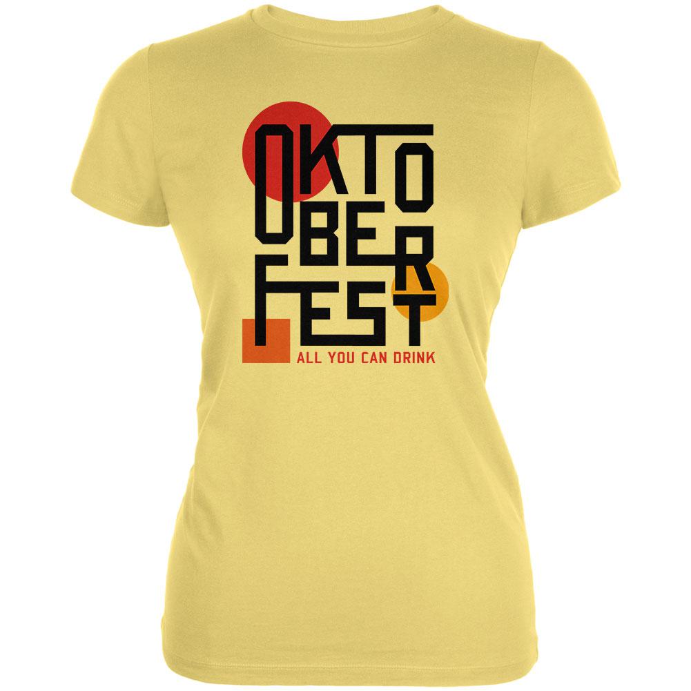 Oktoberfest Retro Vintage Poster Type Juniors Soft T Shirt Juniors T-Shirts Old Glory LG Yellow 