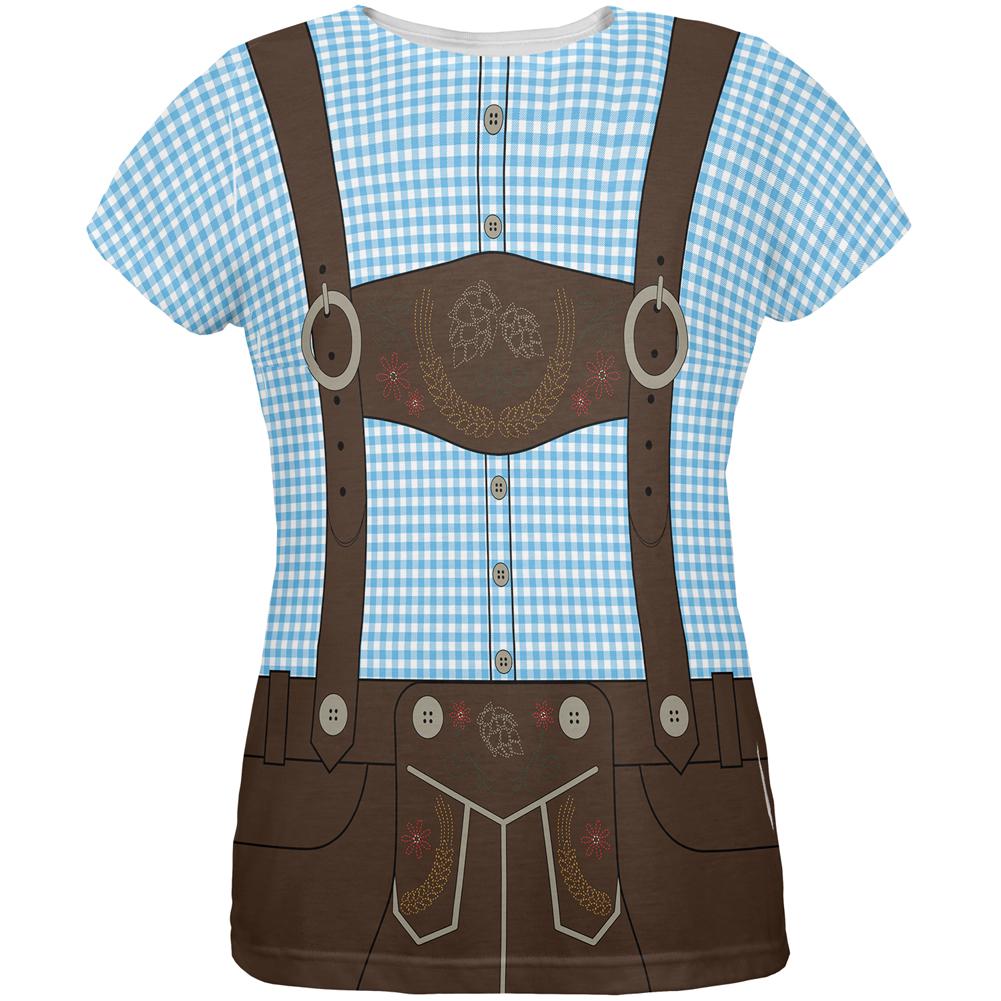 Oktoberfest Blue Lederhosen Costume German All Over Womens T Shirt Women's T-Shirts Old Glory 2XL Multi 