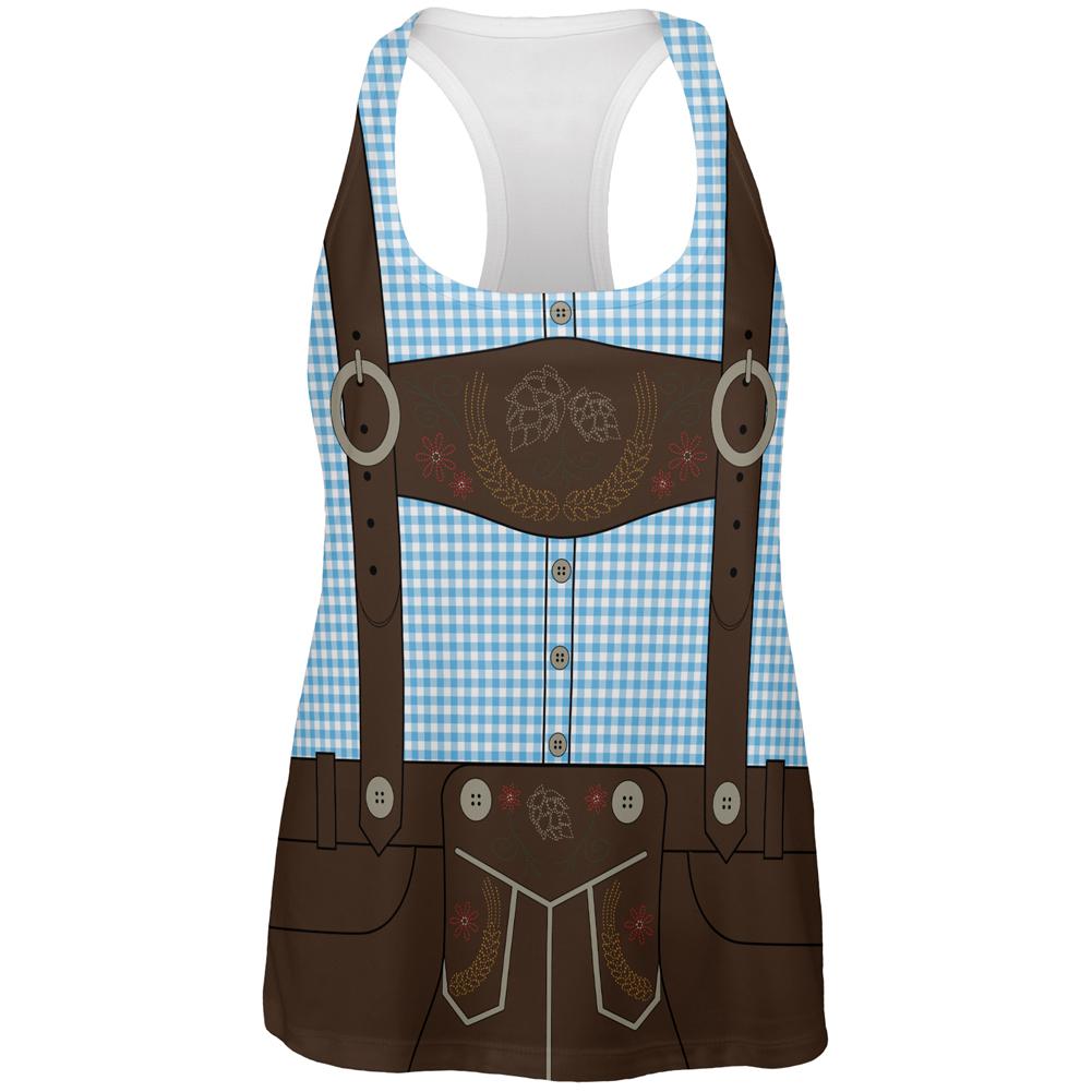 Oktoberfest Blue Lederhosen Costume German All Over Womens Work Out Tank Top Women's Tank Tops Old Glory 2XL Multi 