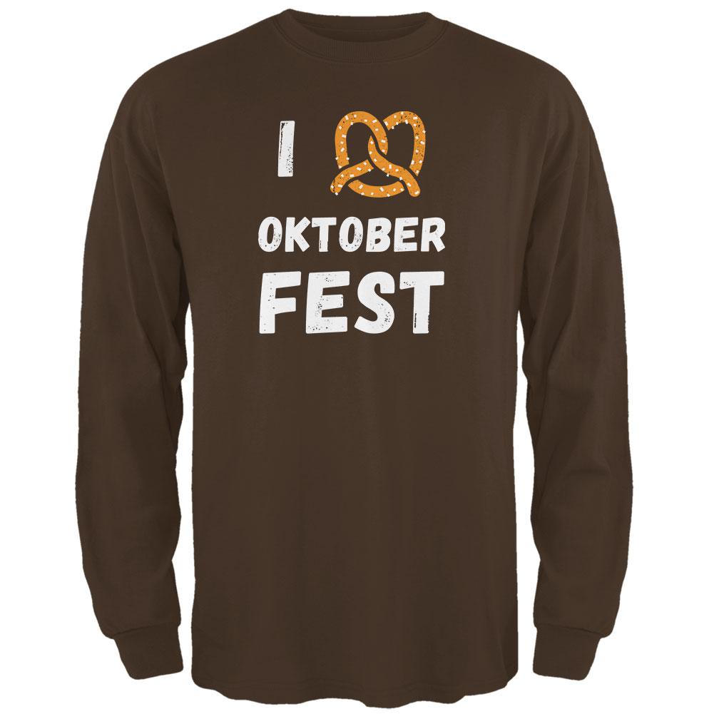 I Heart Love Pretzel Oktoberfest Mens Long Sleeve T Shirt Men's Long Sleeves Old Glory 2XL Brown 