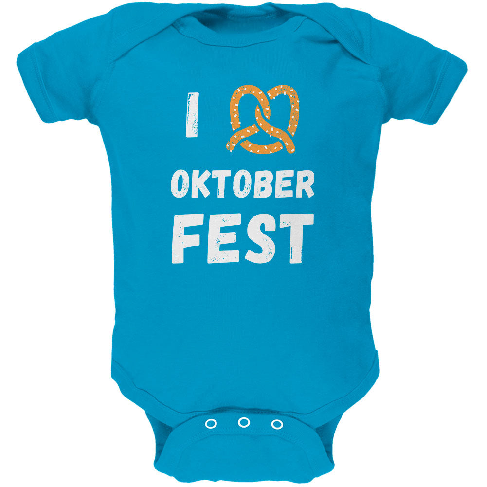 I Heart Love Pretzel Oktoberfest Soft Baby One Piece Baby One Piece Old Glory 0-3M Turquoise 