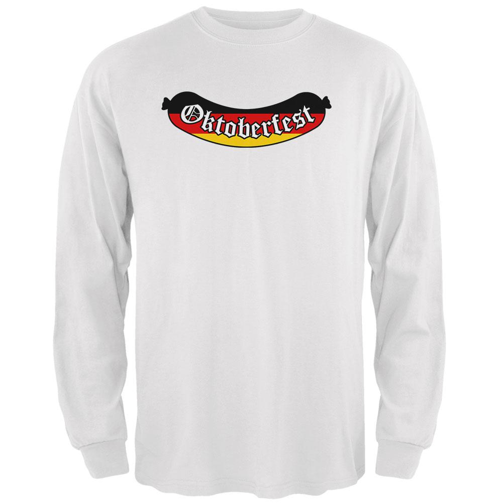 Oktoberfest Greman Flag Bratwurst Mens Long Sleeve T Shirt Men's Long Sleeves Old Glory 2XL White 