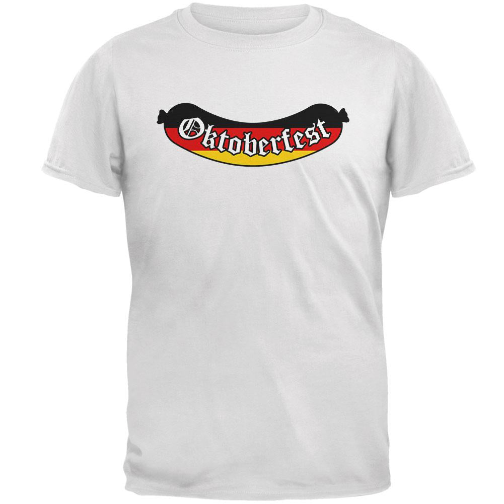 Oktoberfest Greman Flag Bratwurst Mens T Shirt Men's T-Shirts Old Glory 2XL White 