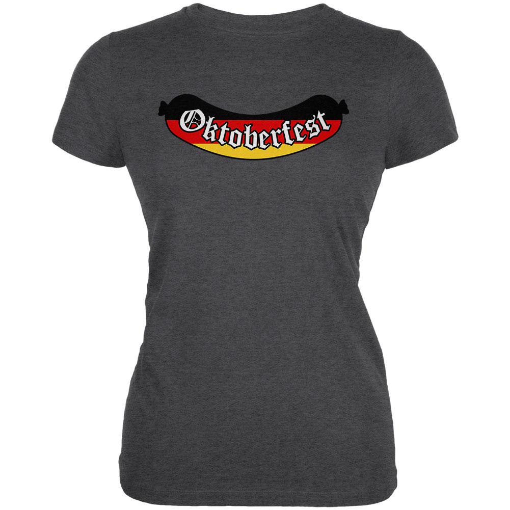 Oktoberfest Greman Flag Bratwurst Juniors Soft T Shirt Juniors T-Shirts Old Glory 2XL Deep Heather 