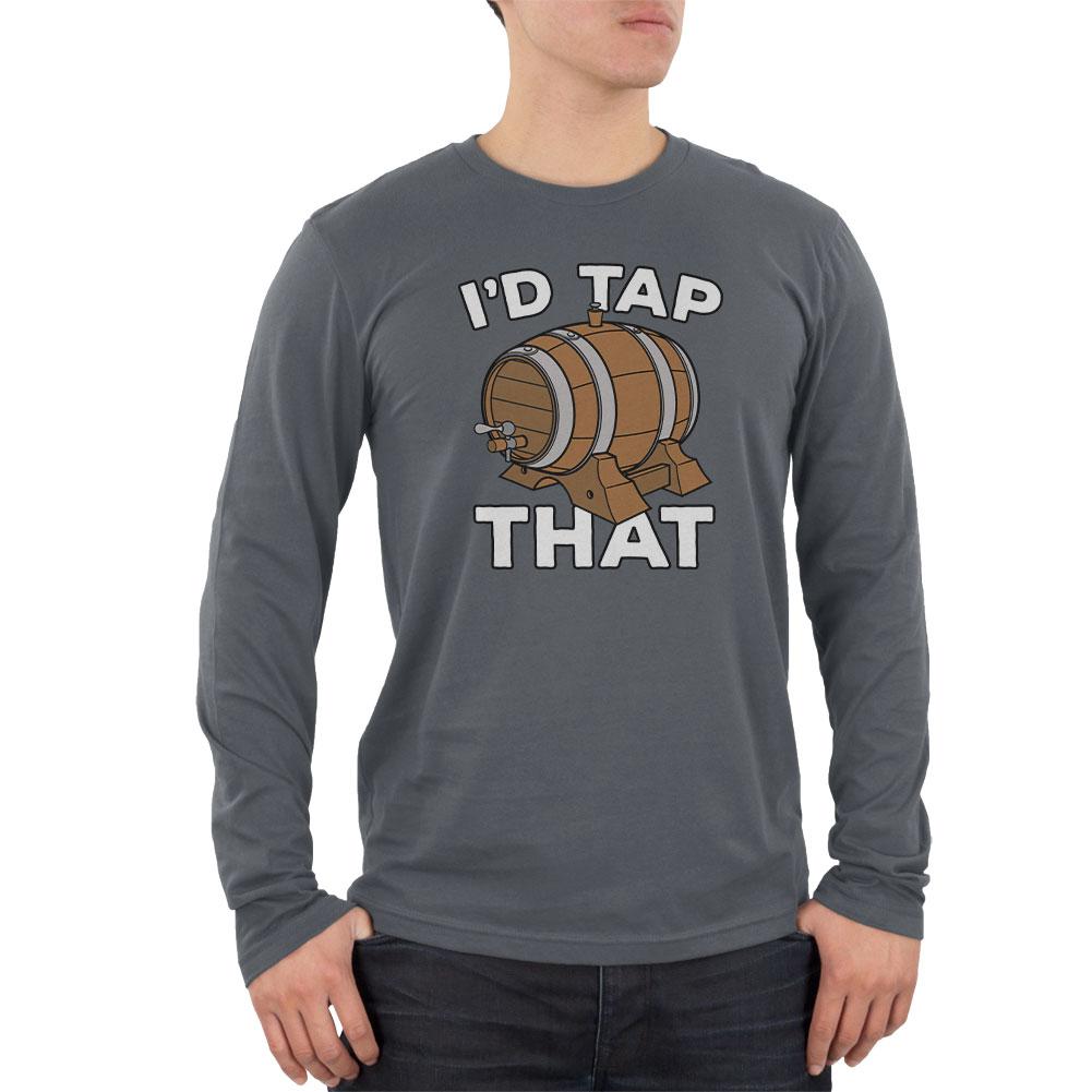 Oktoberfest I'd Tap That Keg Beer Mens Soft Long Sleeve T Shirt Men's Long Sleeves Old Glory 2XL Grey 