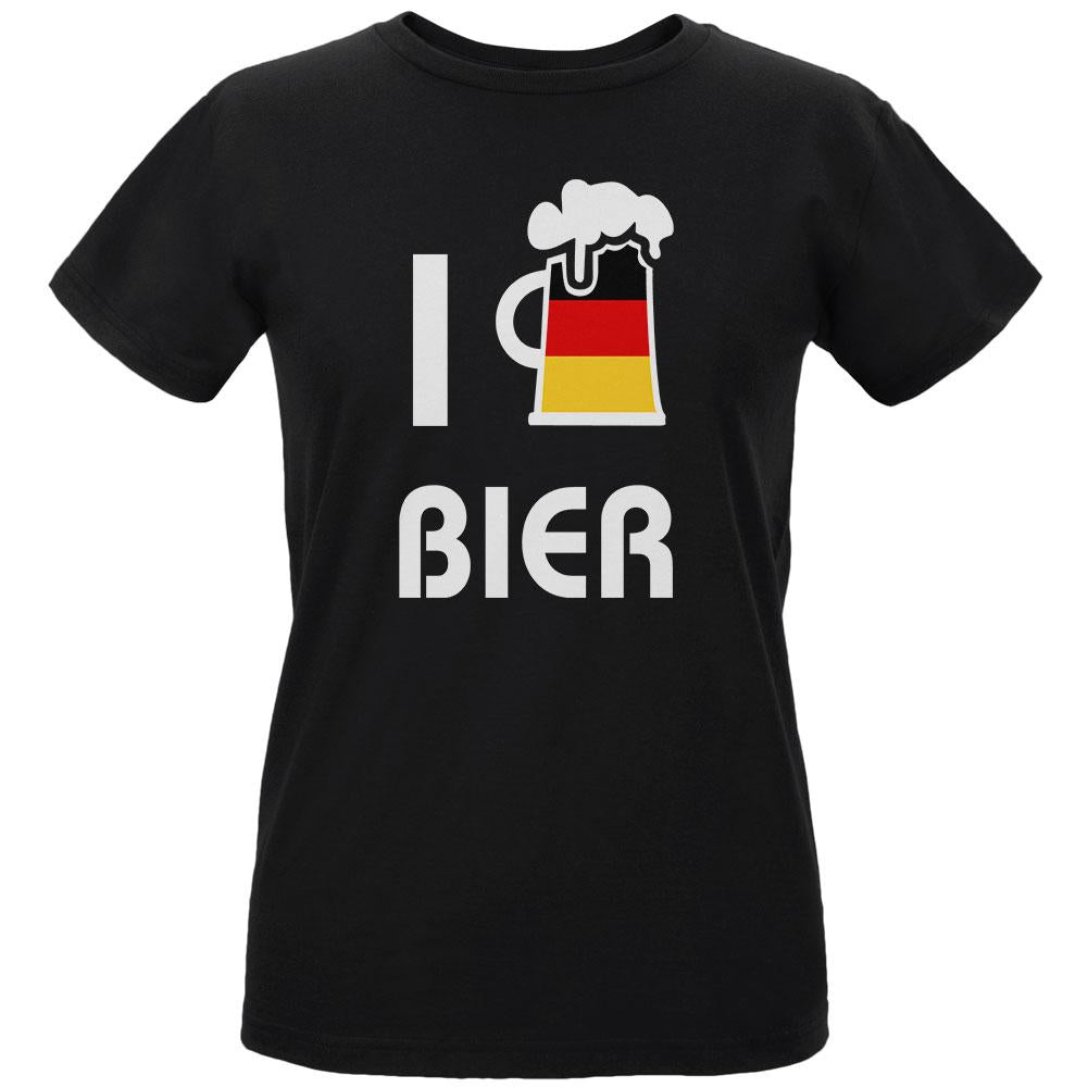 Oktoberfest I Heart Love Beer Stein Bier Womens Organic T Shirt Women's T-Shirts Old Glory LG Black 