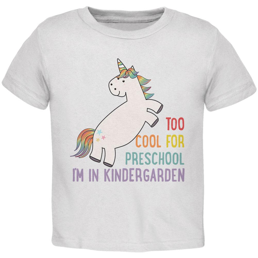 Back To School Too Cool For Preschool kindergartener Unicorn Toddler T Shirt Toddler T-Shirts Old Glory 2T White 