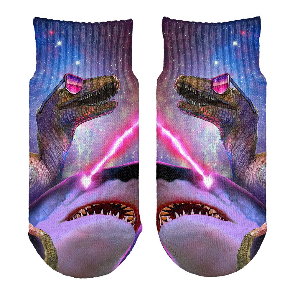 Velociraptor Laser Shark All Over Toddler Ankle Socks Toddler Socks Old Glory OS White 