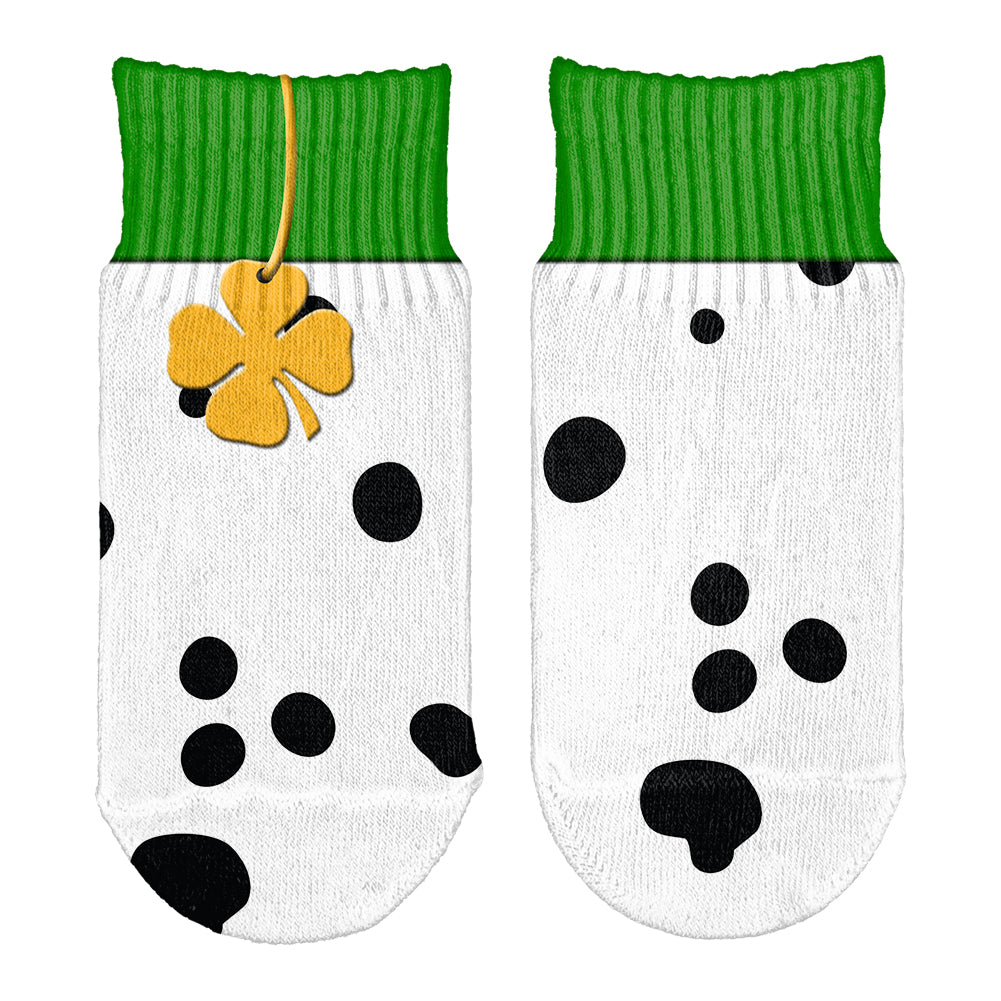 St Patrick's Day Dalmatian Costume Green Collar Shamrock Toddler Ankle Socks Toddler Socks Old Glory OS White 