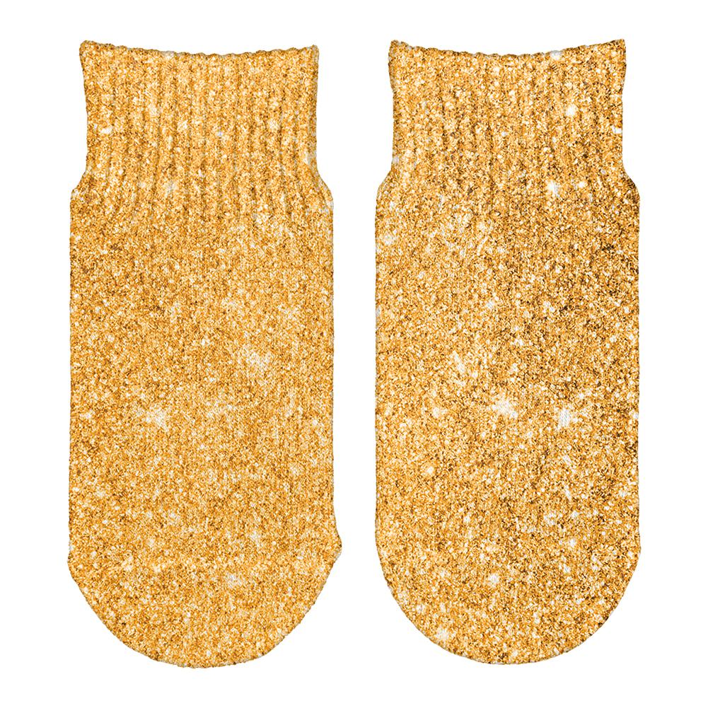 Gold Faux Glitter All Over Toddler Ankle Socks Toddler Socks Old Glory OS White 