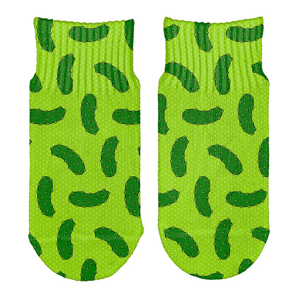 Vegetable Pickle Pickles Repeat Pattern All Over Toddler Ankle Socks Toddler Socks Old Glory OS White 