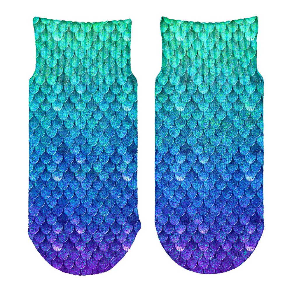 Halloween Mermaid Scales Costume All Over Toddler Ankle Socks Toddler Socks Old Glory OS White 