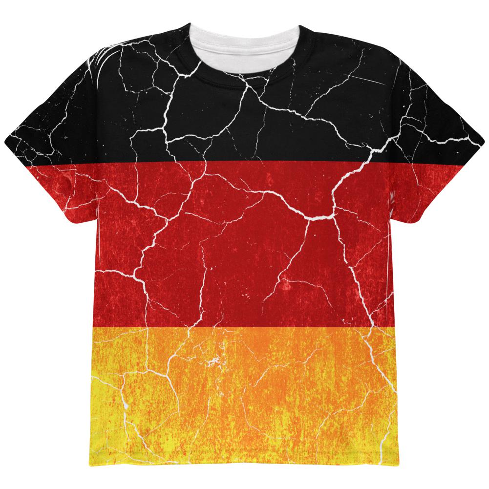 Oktoberfest Distressed Grunge German Flag All Over Youth T Shirt Youth T-Shirts Old Glory LG Multi 