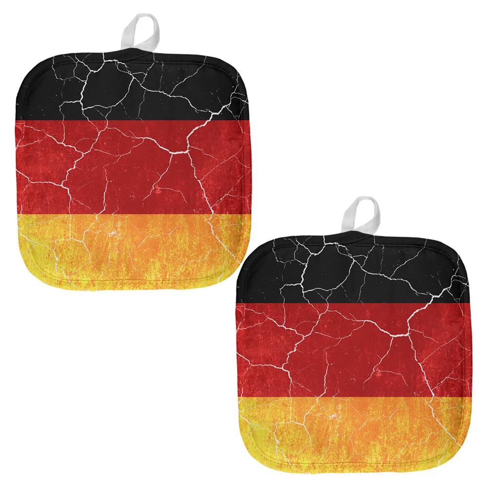 Oktoberfest Distressed Grunge German Flag All Over Pot Holder (Set of 2) Pot Holders Old Glory OS Multi 