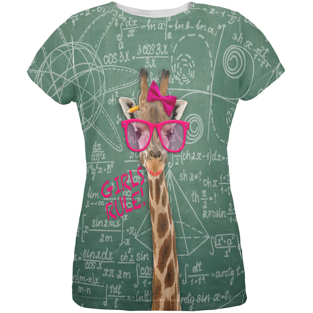 Giraffe Math Geek Girl Formulas All Over Womens T Shirt Women's T-Shirts Old Glory LG Multi 