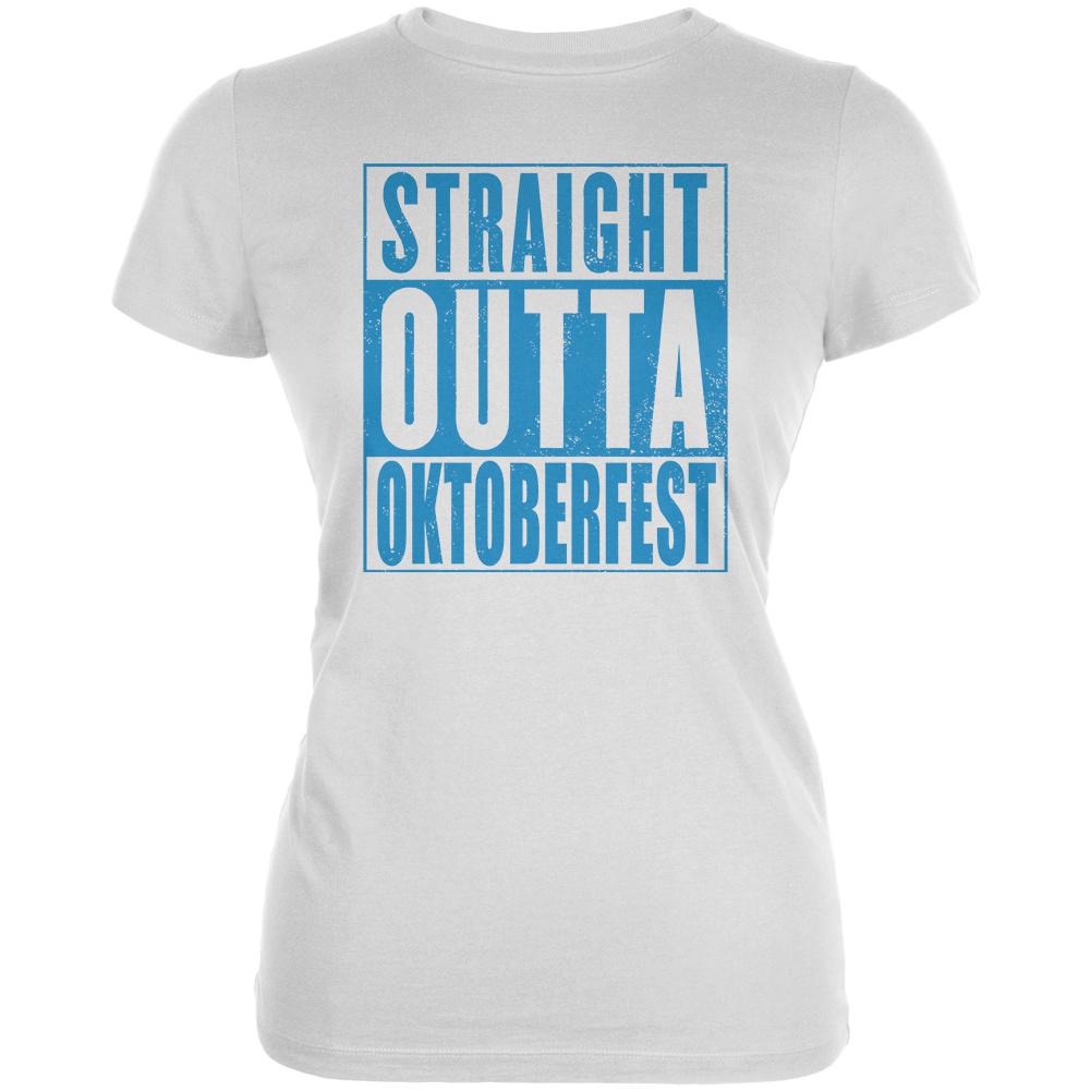 Straight Outta Oktoberfest Juniors Soft T Shirt Juniors T-Shirts Old Glory 2XL White 