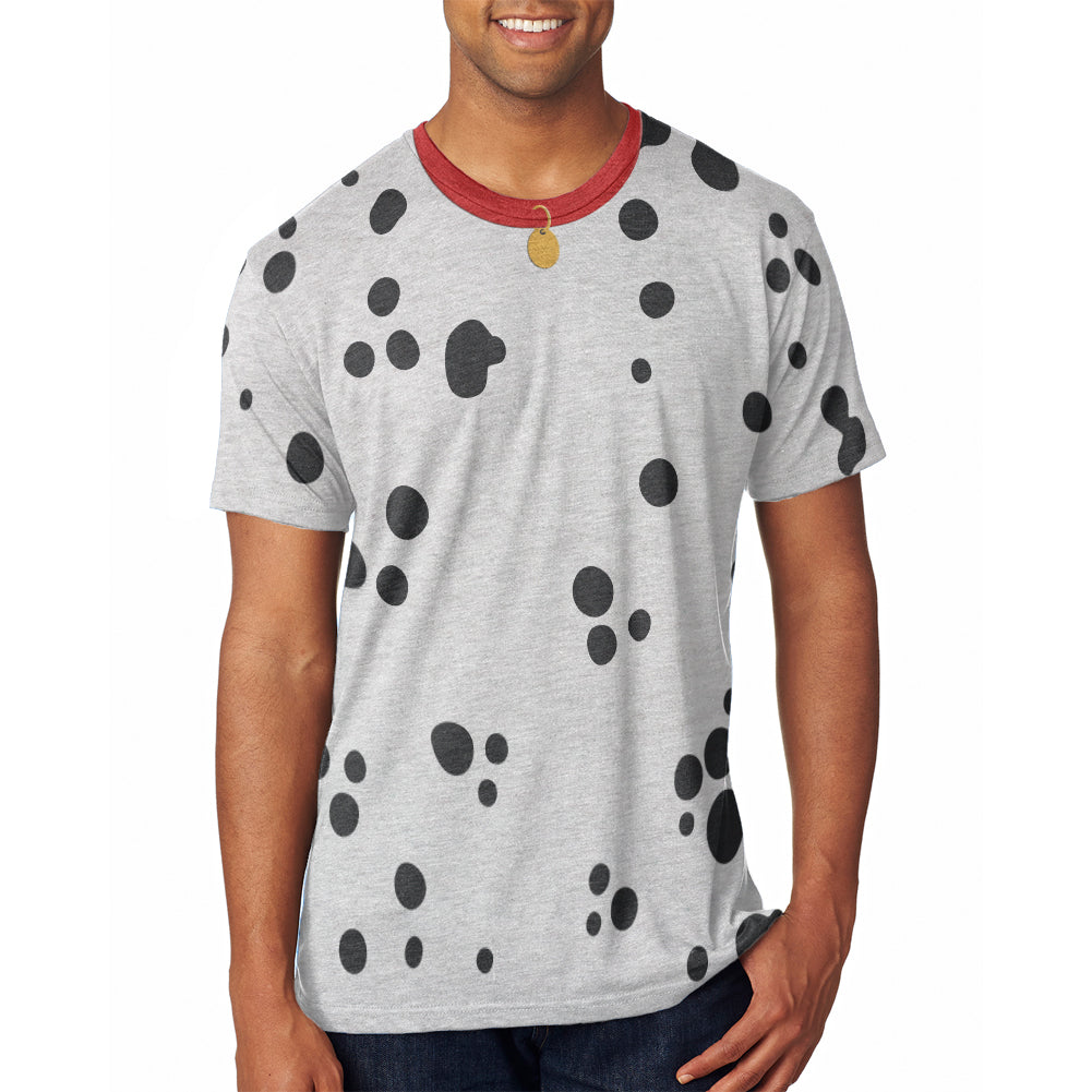 Dog Dalmatian Costume Red Collar All Over Womens T-Shirt - White - 2XL